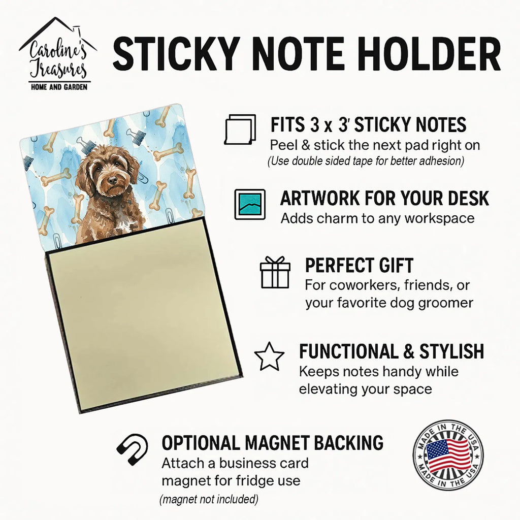 Brown Portuguese Water Dog Coworker Watercolor Sticky Note Holder Refillable - Image 3