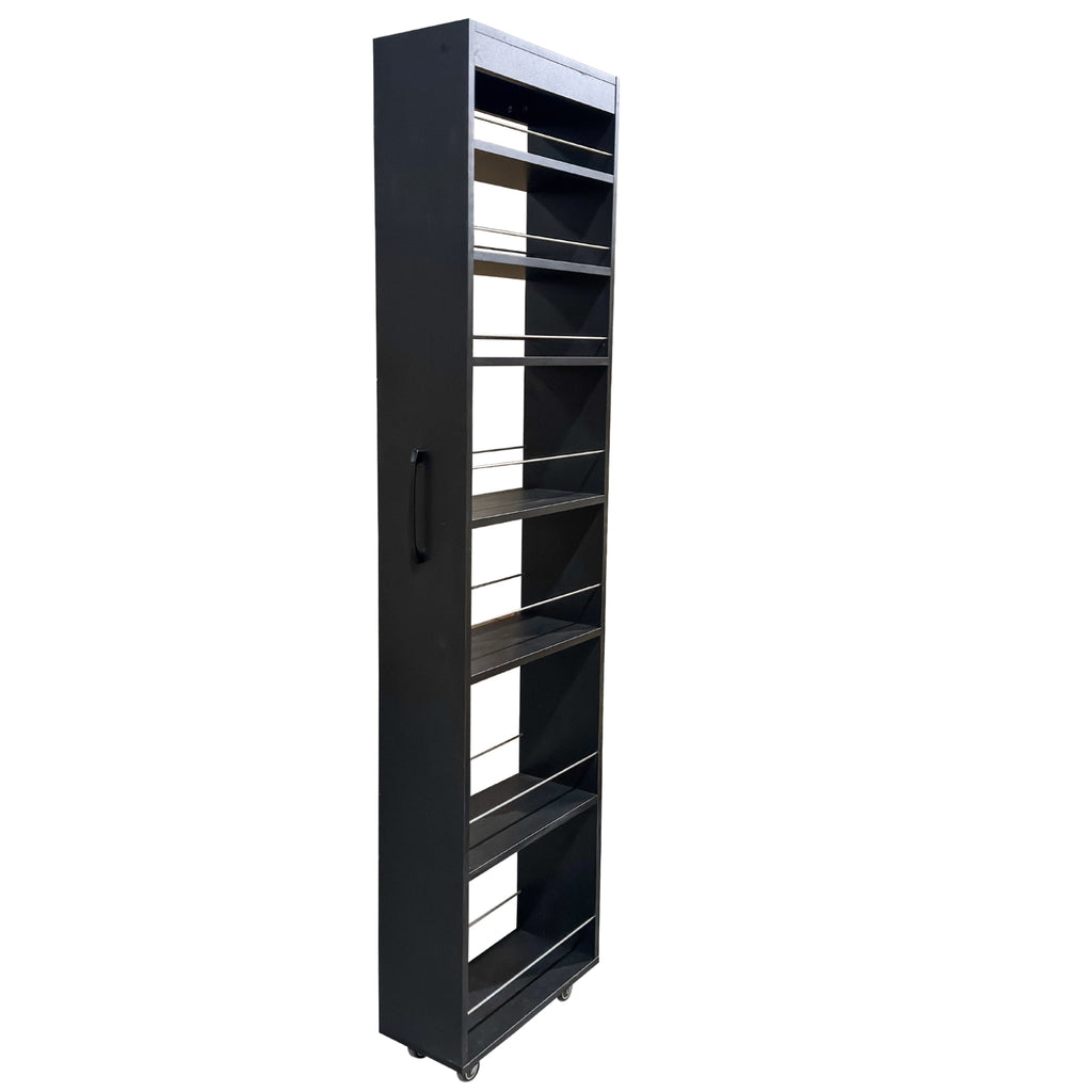 7-Tier Black Narrow Rolling Storage Shelf