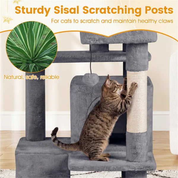 52" Tall Cat Tree Tower With Perches & Condos Multi Cat Playground With - Image 2