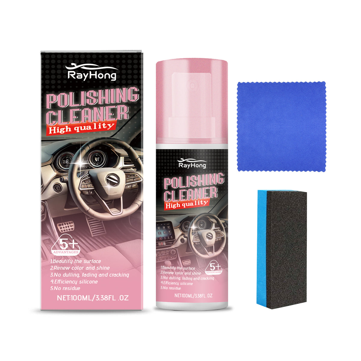 Interior Polish With Tools Leather Seat Care Cleaning Restoration Set 100ML - Image 5