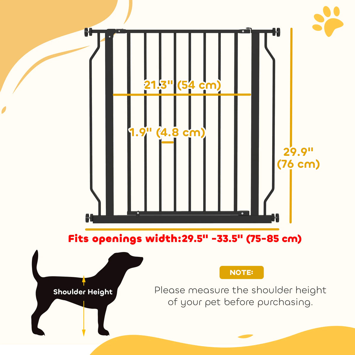 30" 34" Easy Install Pet Gate w/ Door & Double Locking System Extra Wide Dog - Image 2