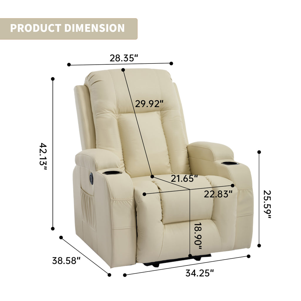 Beige PU Infinite Position Up to 350 LBS Power Lift Recliner Chair for Elderly - Image 2