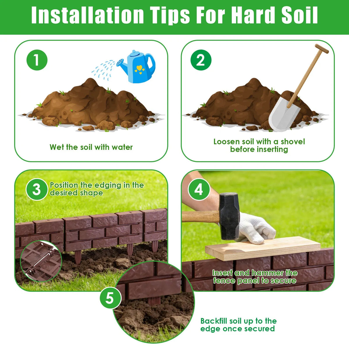 Easy Install Snap in Garden Landscape Edging Flexible Angle Adjustable Stone