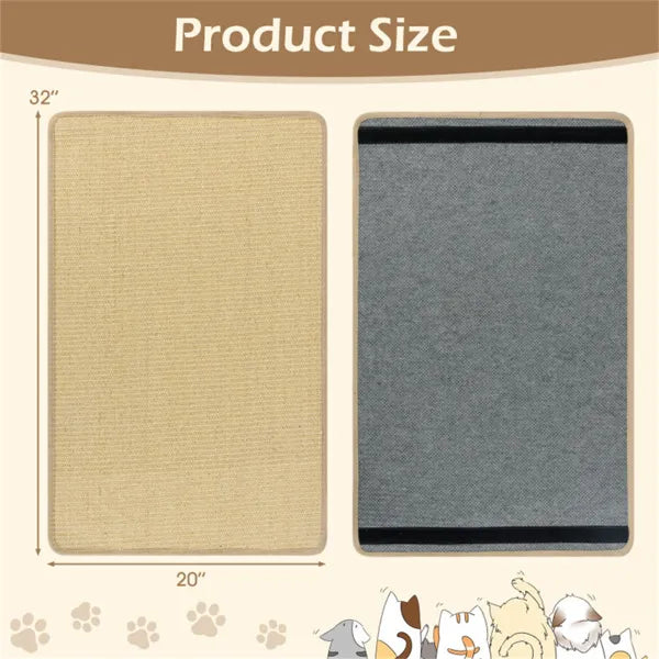 4 Pack 32"x20" Natural Sisal Cat Scratching Mats Multifunctional Resting & - Image 2