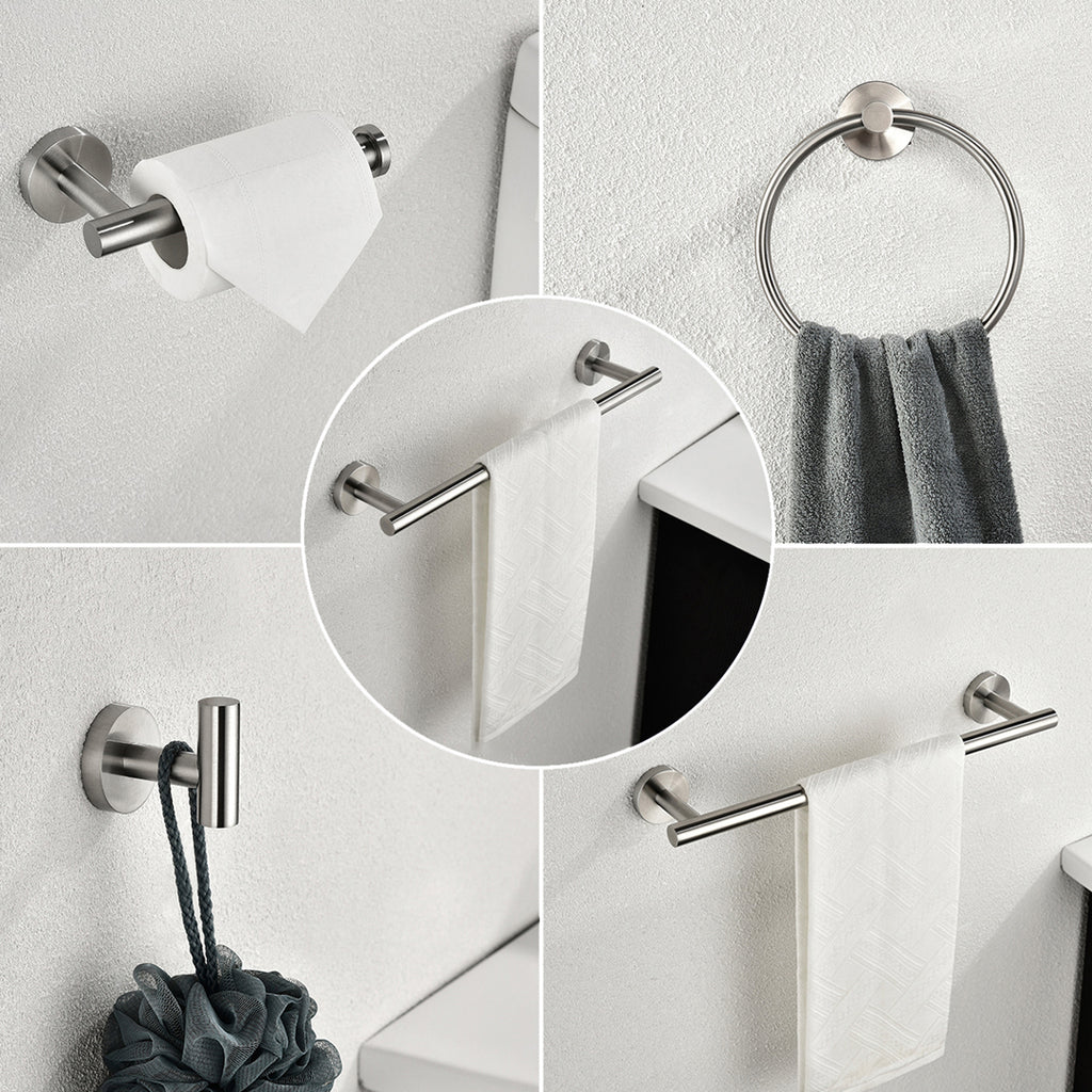 4 Piece Stainless Steel Bathroom Towel Rack Set Wall Mount Brushed Nickel - Dimensions and Specifications