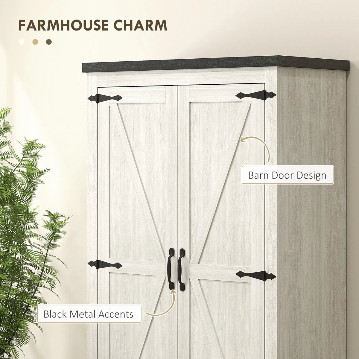 Farmhouse Kitchen Pantry Storage Cabinet 64" Freestanding Kitchen Pantry - Image 4