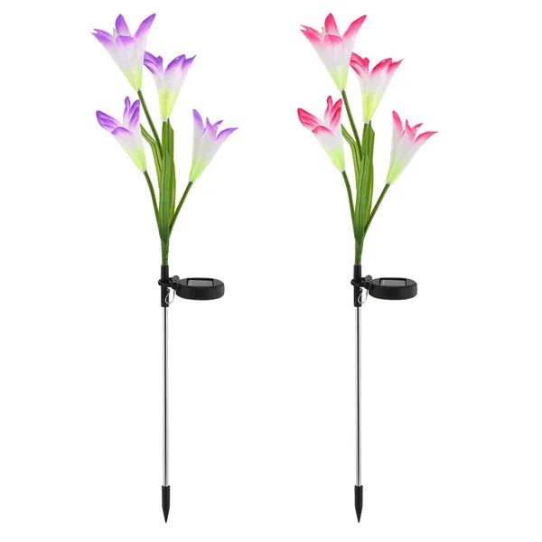 2Pcs Solar Garden Lights Outdoor Lily Flower LED Light 7 Color Changing IP65 - Image 4