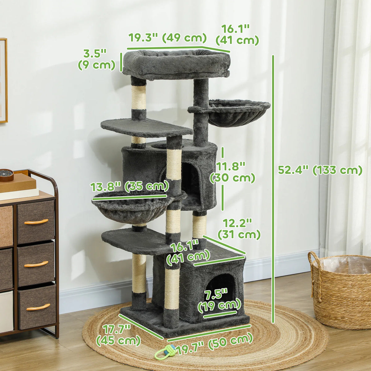 52.5" Cat Tree Tower with Scratching Posts Cat Condos Bed Platforms - Image 5