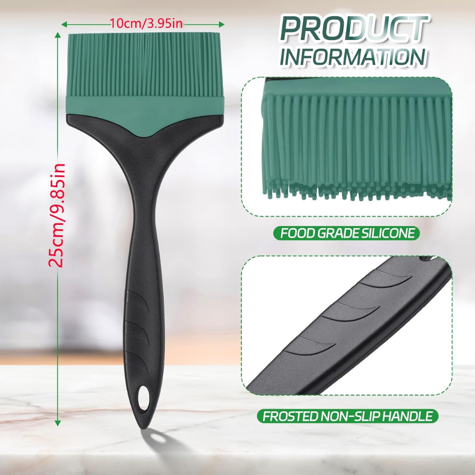 2 Pack Extra Wide Silicone Grill Basting Brushes Green 3.95 Heat Resistant Oil - Image 5