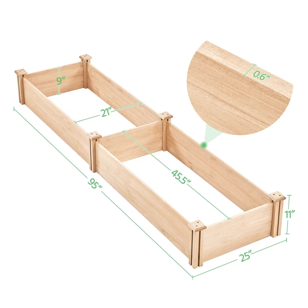 Divisible Planter Box For Home Vegetable Flower 95inch L X 25inch W X 11inch H Wood