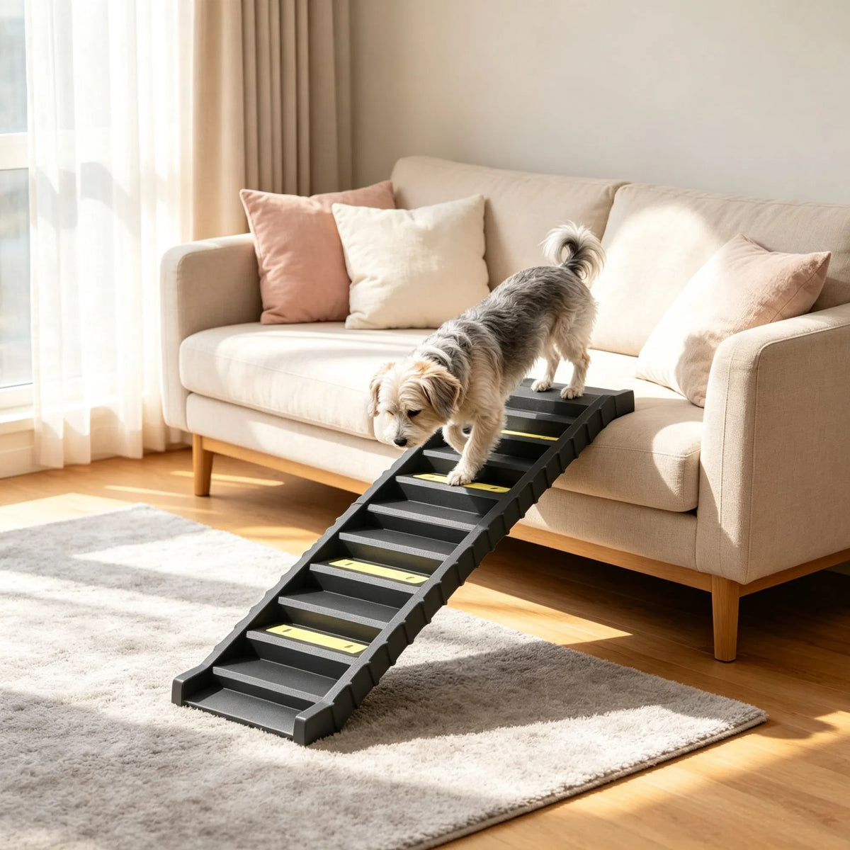 black folding pet car ramp dimensions and features