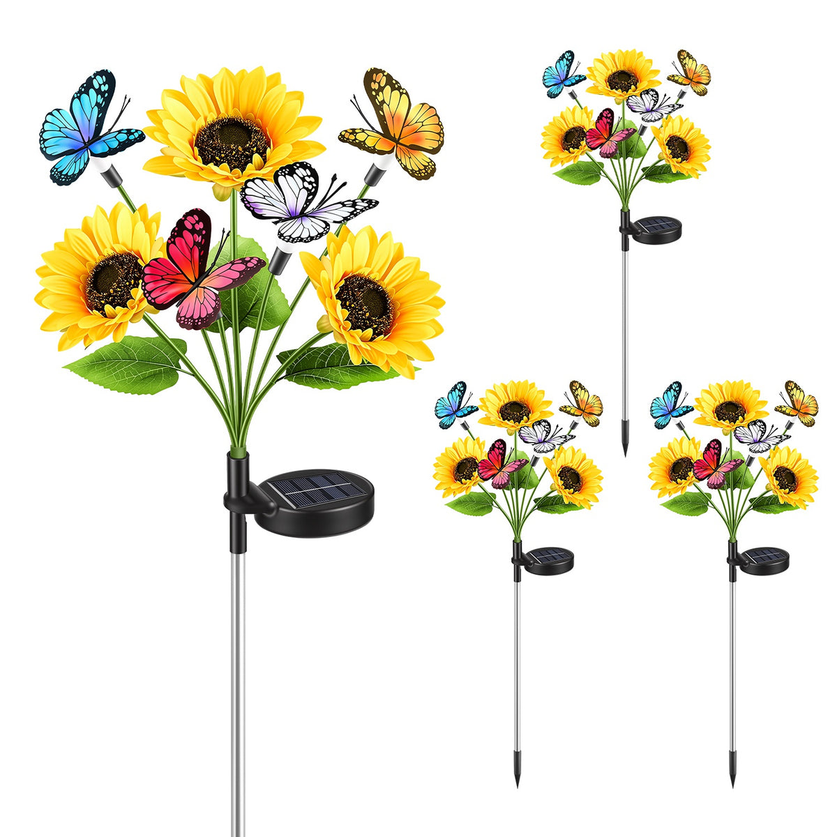 4Pcs Solar Sunflower Lights Outdoor Waterproof Warm White Solar Landscape - Image 2