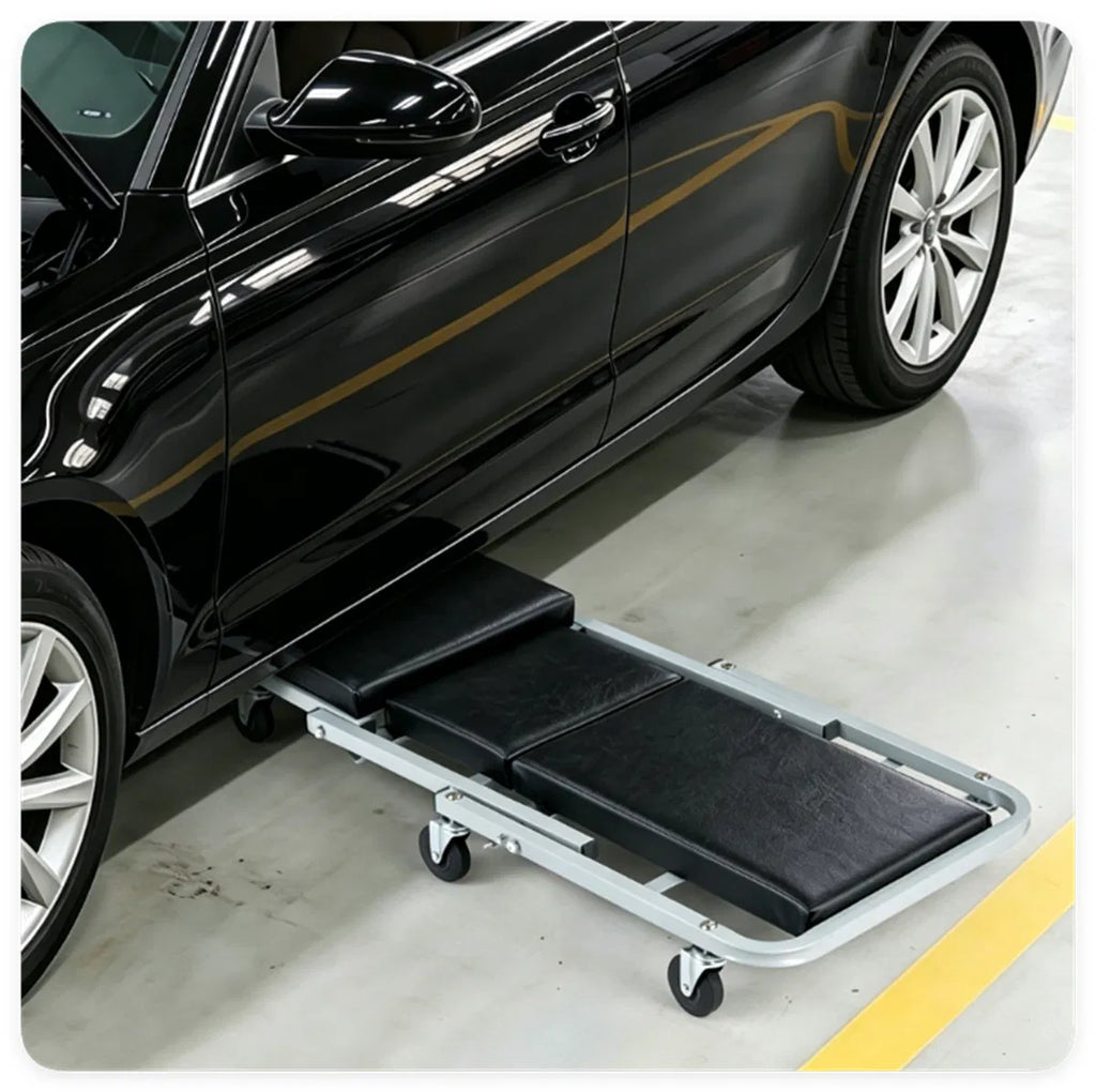 36" 2 in 1 Mechanic Creeper Seat with 360 Swivel Casters Heavy Duty Metal - Image 2