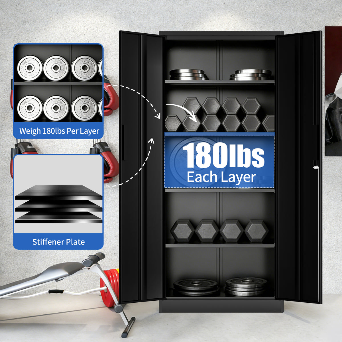 71H Metal Garage Storage Cabinet - Image 4