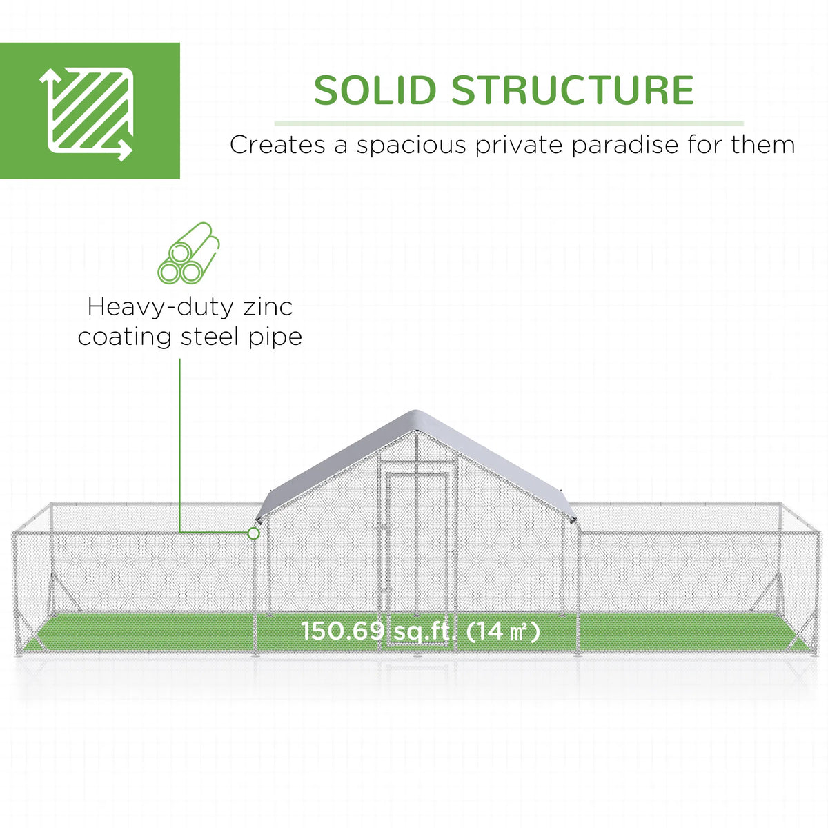 Chicken Run 23' x 6.6' Metal Chicken Coop with Waterproof and Anti UV Cover - Image 4