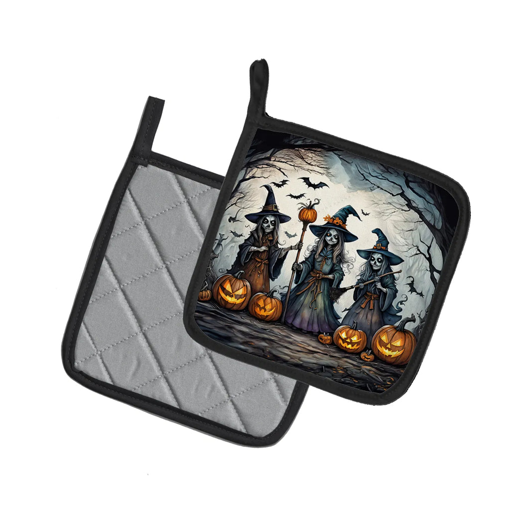 Witches Spooky Halloween Pair of Pot Holders Kitchen Heat Resistant Pot Holders