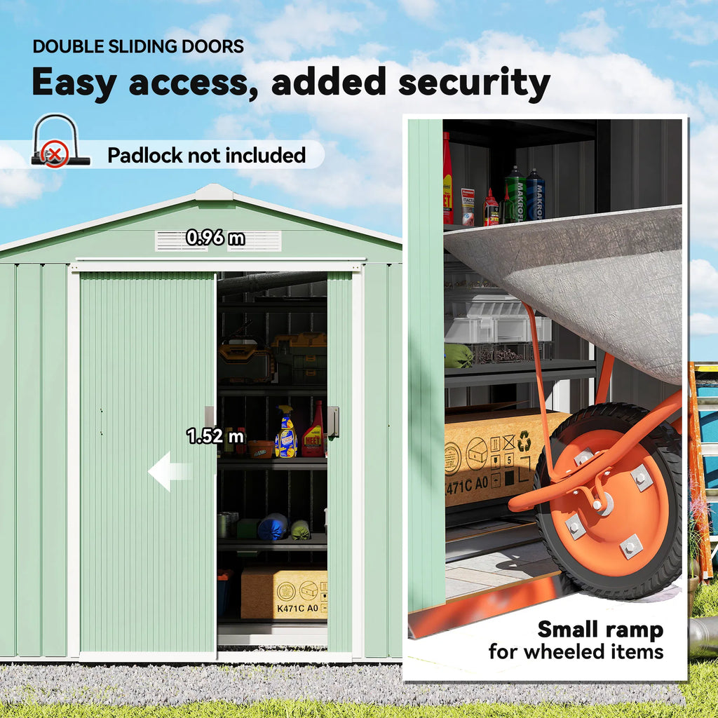 7' x 4' x 6' Garden Storage Shed Outdoor Patio Metal Tool Storage House w/ - Image 3