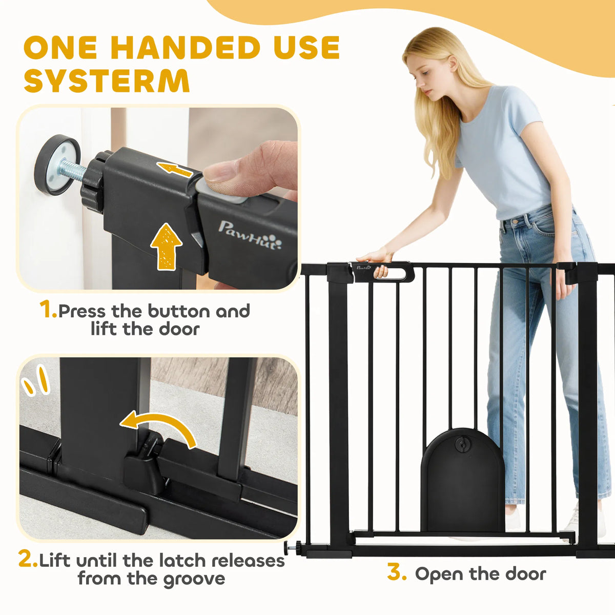 30" 41" Extra Wide Pet Gate Barrier with Small Door 30"H Dog Gate with Safety
