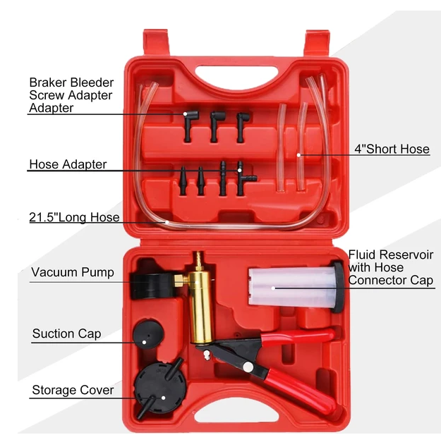 Hand Held Vacuum Pressure Tester Set Brake Fluid Bleeder Bleeding Kit Box - Image 3