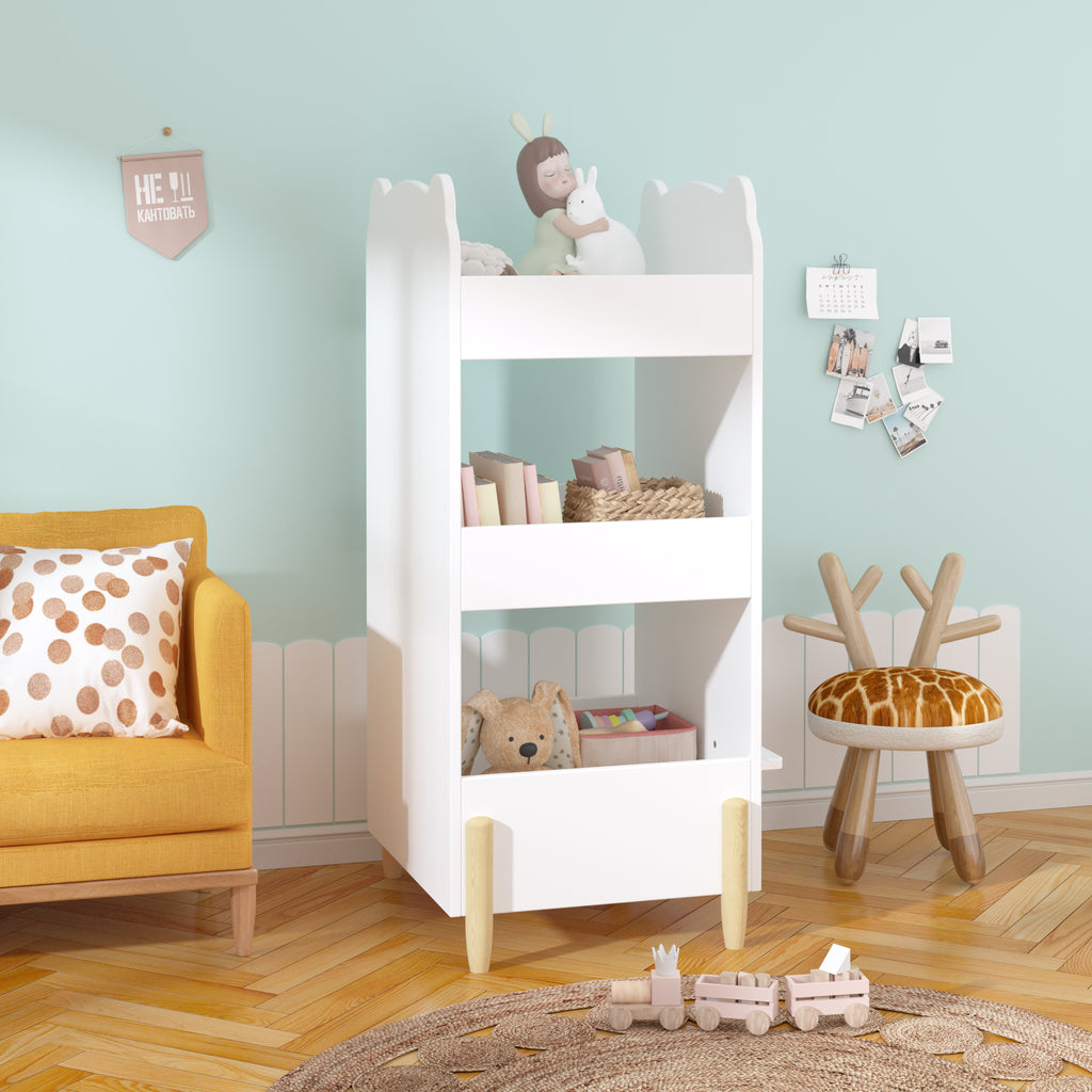 Bear-Shaped Kids Bookshelf with Chalkboard Side