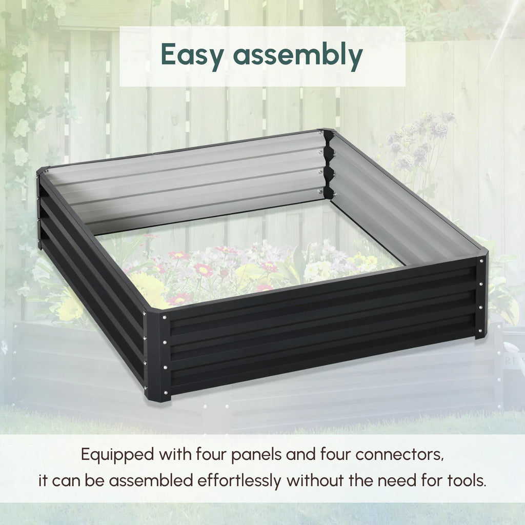 4' x 4' x 1' Raised Garden Bed Galvanized Steel Planter Box for Vegetables - Image 2