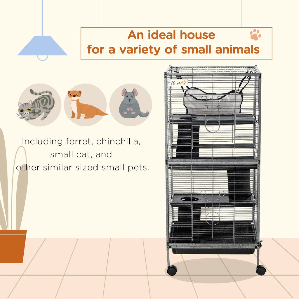 4 Tier Rolling Small Animal Cage Deluxe Guinea Pig Cage Ferret Cage for Mink - Image 5