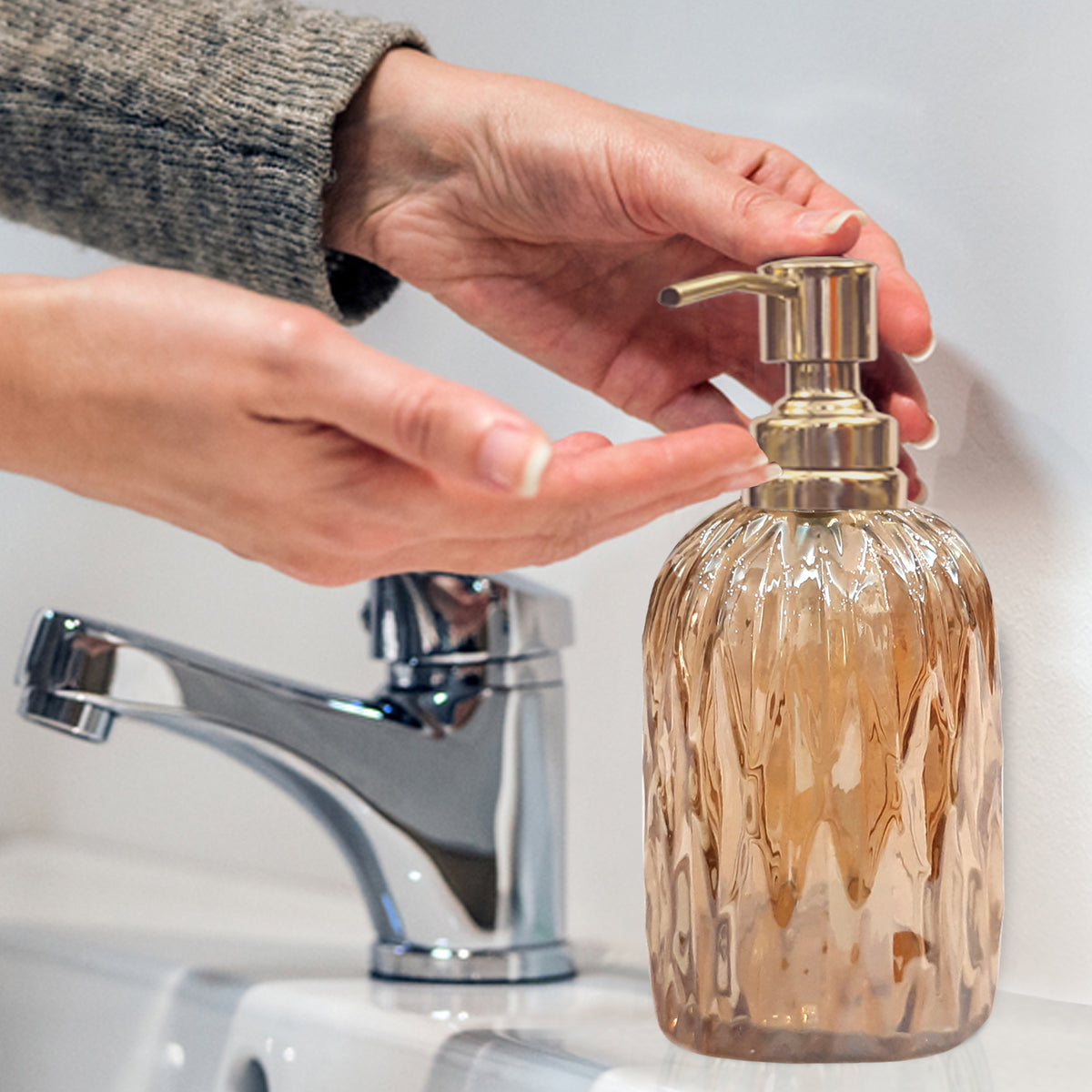Glass Liquid Soap Dispenser Pump Bottle Bathroom Vanity Kitchen Sink Holds