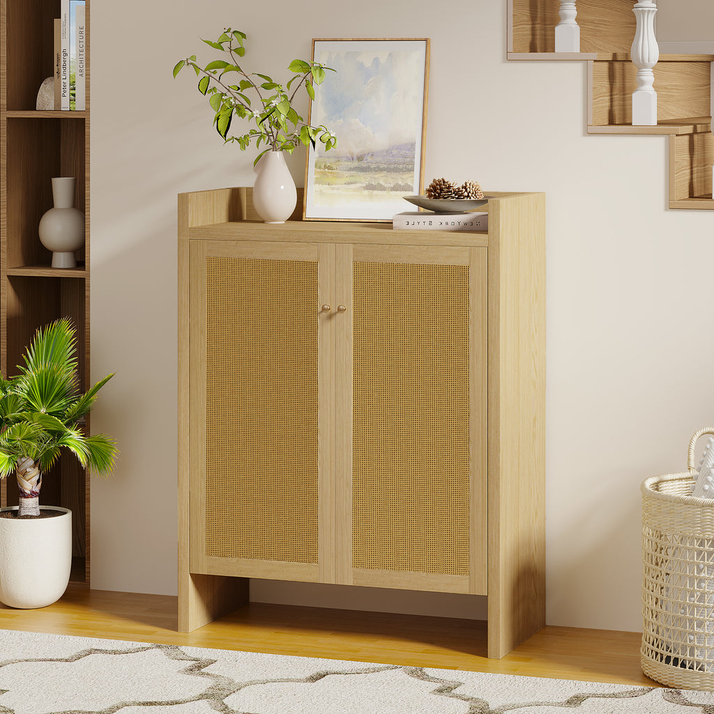 Natural Rattan 6-Tier Shoe Storage Cabinet