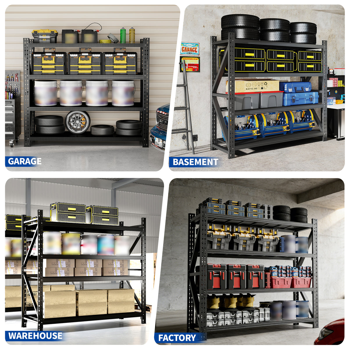 Heavy Duty Metal Adjustable Garage Shelves 75 in H x 79 in W - Image 2