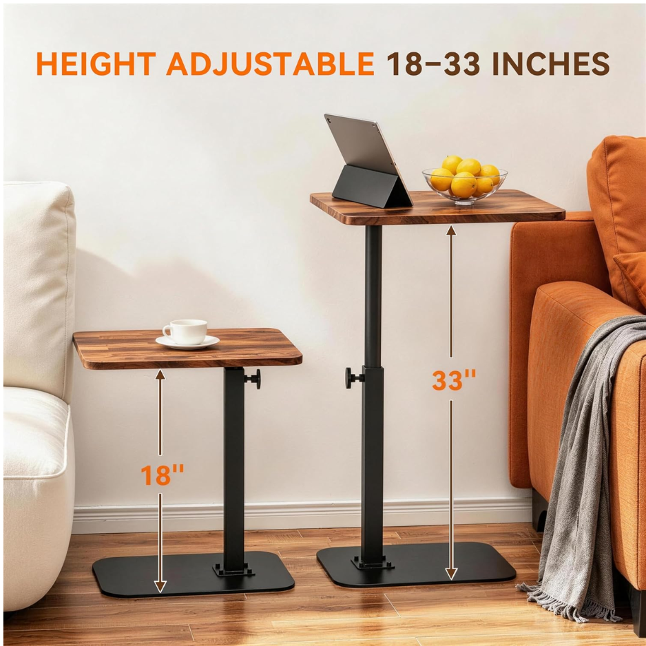 Adjustable TV Tray Table 360 Swivel Shaped End That Slides Under Couch Sofa - Image 2