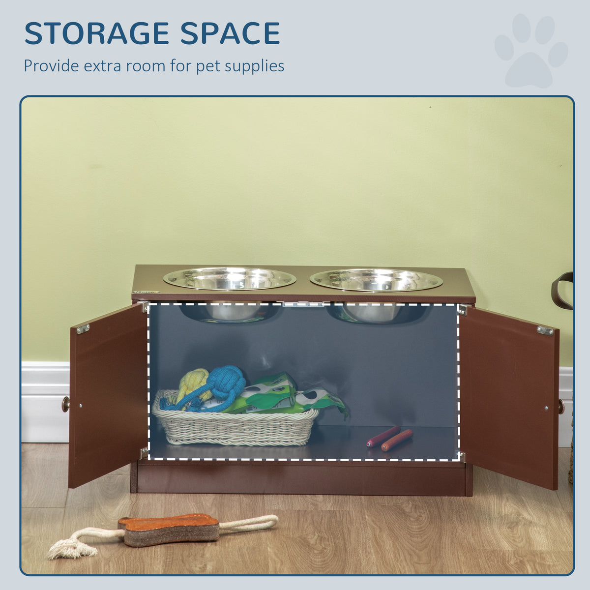 Elevated Dog Bowls With Storage Cabinet Raised Dog Bowl Stand Pet Food Bowl