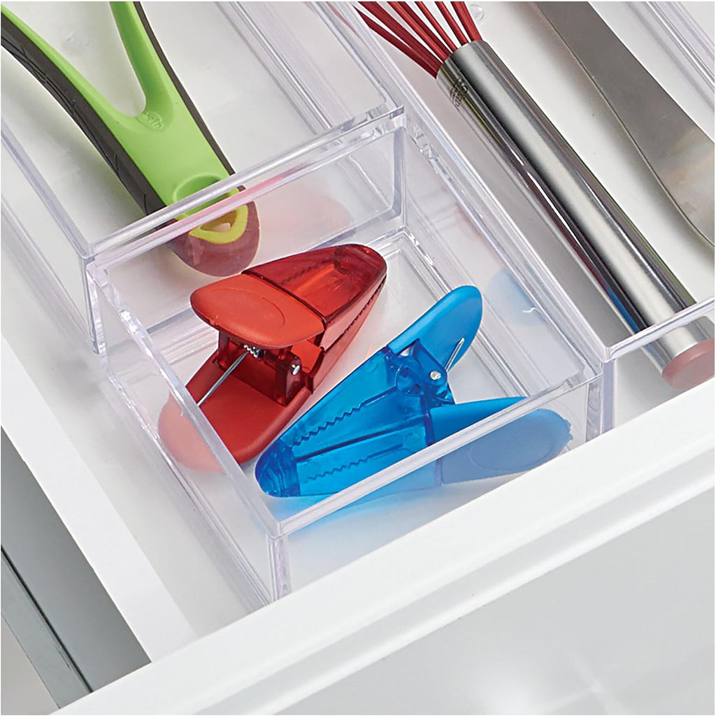 Plastic Makeup Drawer Organizer Clear Set Of 3 Cosmetic Storage Trays For - Image 2