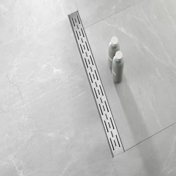 30 Inch Linear Shower Drain with Removable Brick Patterned Grate Cover 304 - Image 3