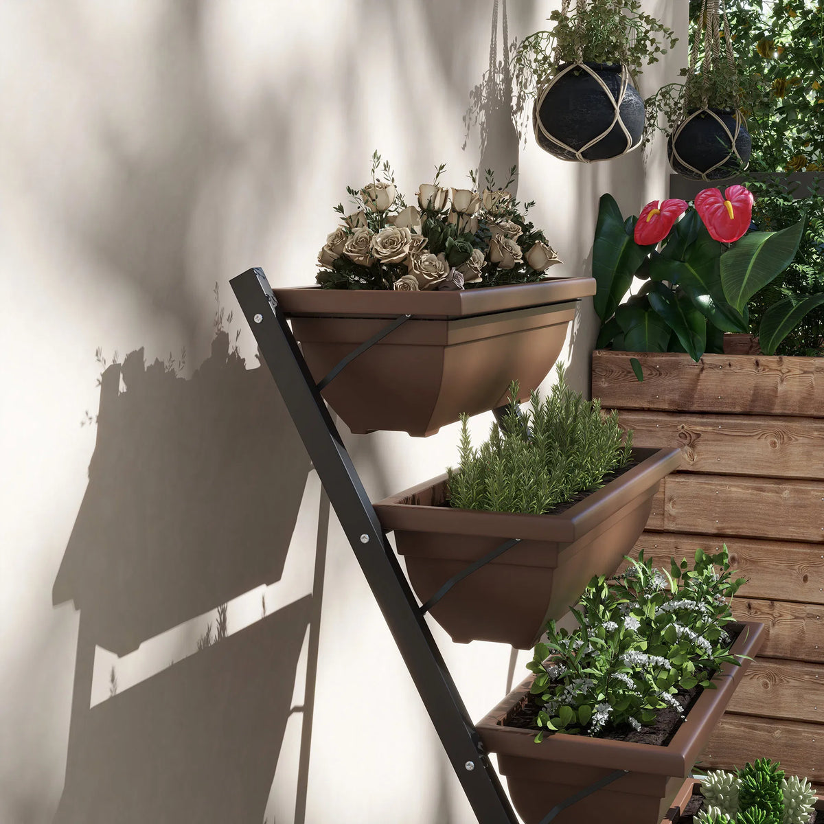 5 Tier Raised Garden Bed with 5 Planter Box Outdoor Plant Stand Grow