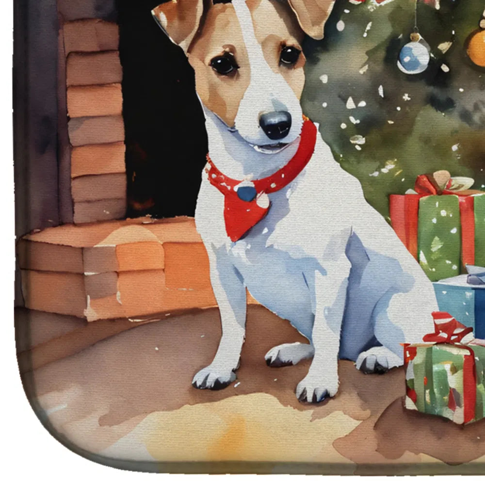 Jack Russell Terrier Cozy Christmas Dish Drying Mat Absorbent Dish Drying Mat - Image 2