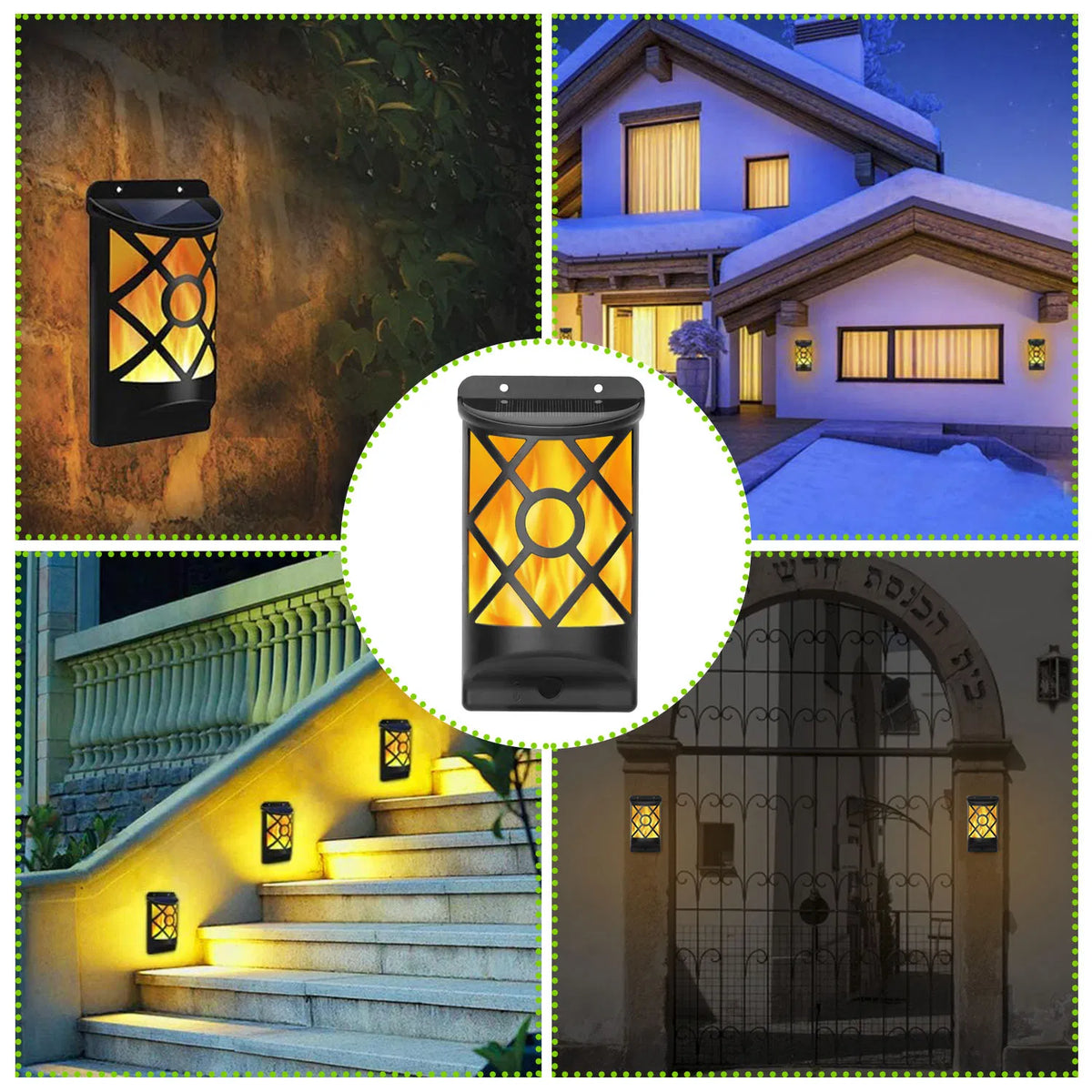 96 LED Dancing Flame Solar Stake Lights with Light Sensor Auto On Off 1200mAh - Image 3