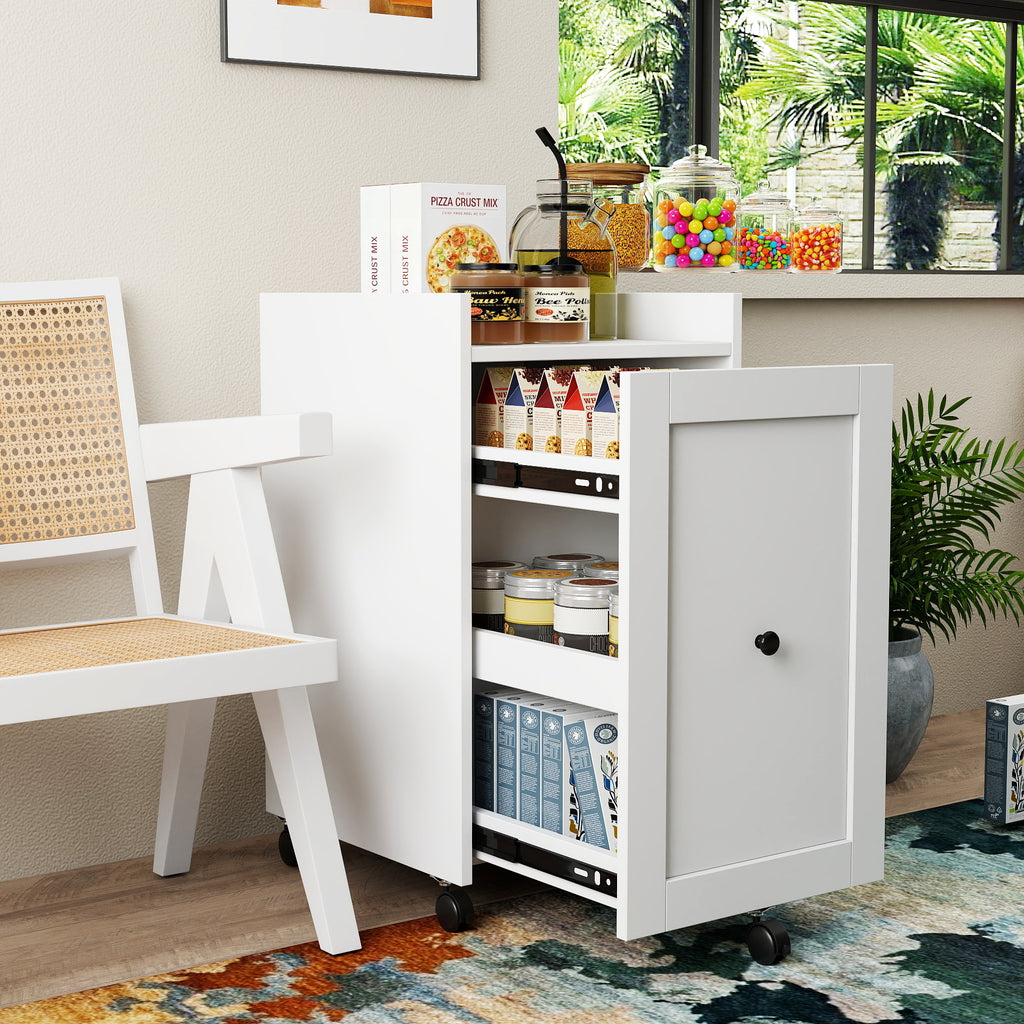 3-Tier Rolling Pantry Snack Storage Cabinet