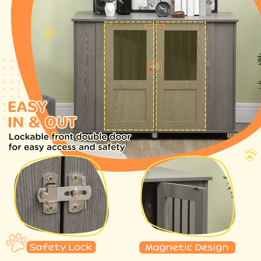 Dog Crate Furniture with Lockable Magnetic Door Adjustable feet for Extra - Image 2