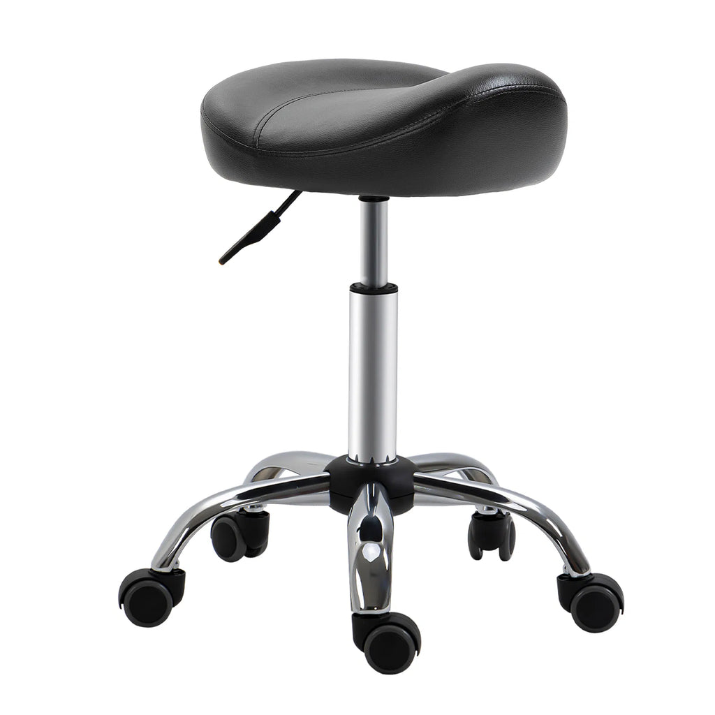 Saddle Stool Height Adjustable Rolling Salon Chair PU Leather Black for Massage - Image 3