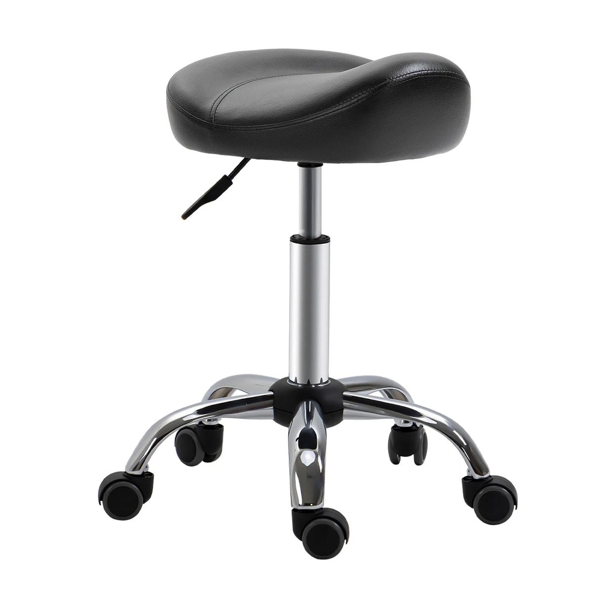 Saddle Stool Height Adjustable Rolling Salon Chair PU Leather Black for Massage - Image 3