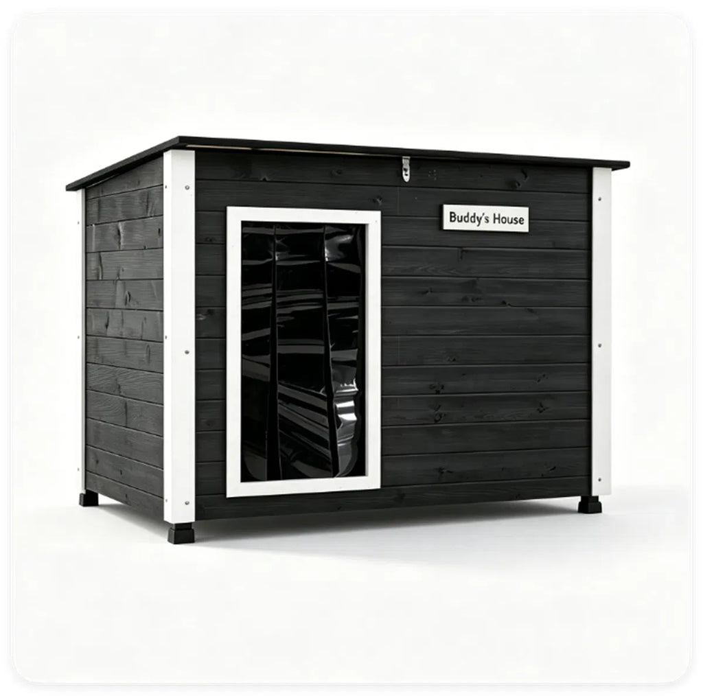 42.5" x 27" x 33.5" Outdoor Dog House with Sloped Asphalt Roof Elevated Floor - Image 5