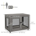 Pet Crate End Table with Water resistant Cushion or Large Medium Dogs Grey