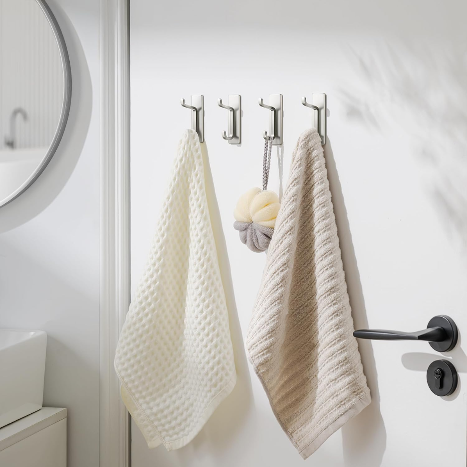 Wall Hooks For Coat And Towel 13LB Strong Adhesive Door Hanger Stick On Brushed - Image 3