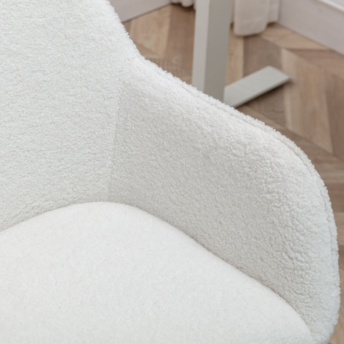Modern Teddy Fabric Adjustable Height 360 Revolving Home Office Chair With Metal Legs - Image 2