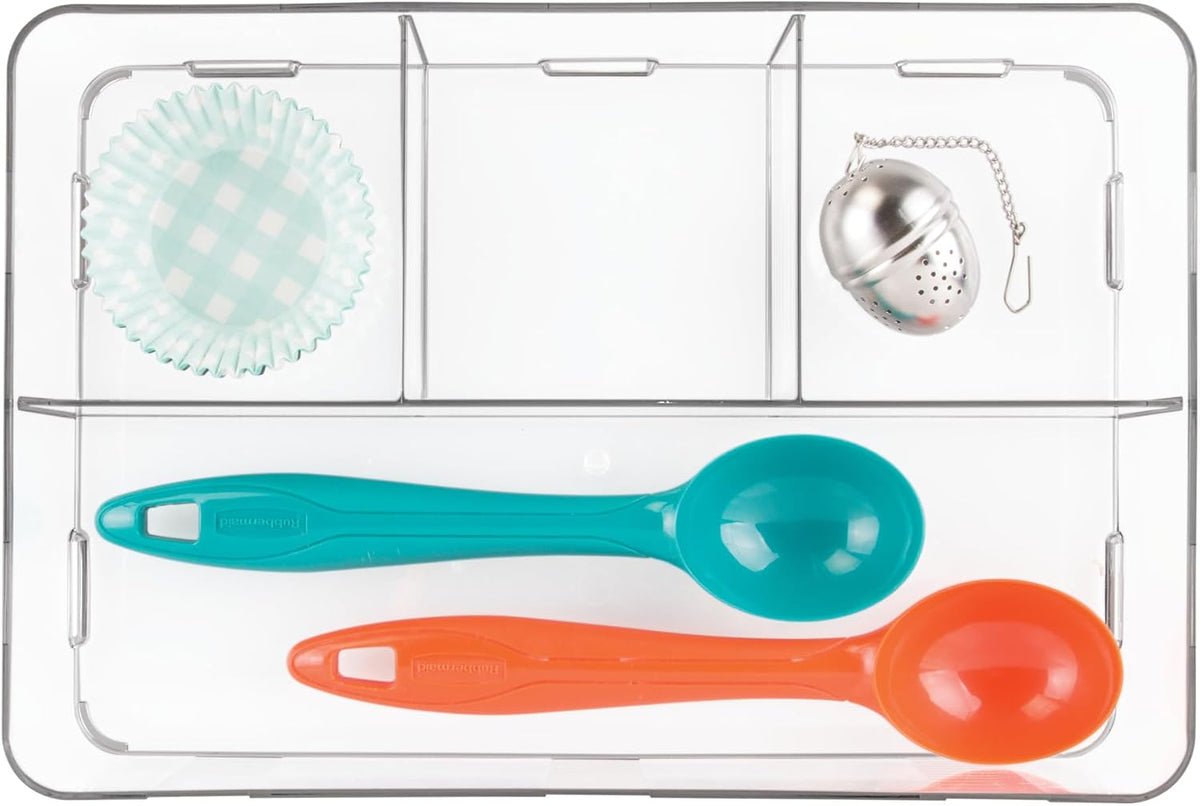 interlocking 4-section drawer organizer clear main view