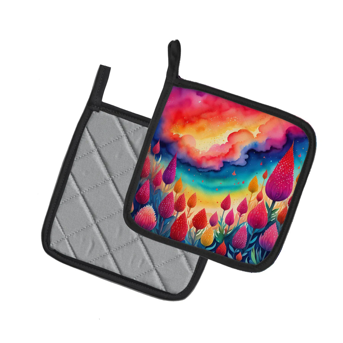 Colorful Celosia Pair of Pot Holders Kitchen Heat Resistant Pot Holders Sets - Image 4