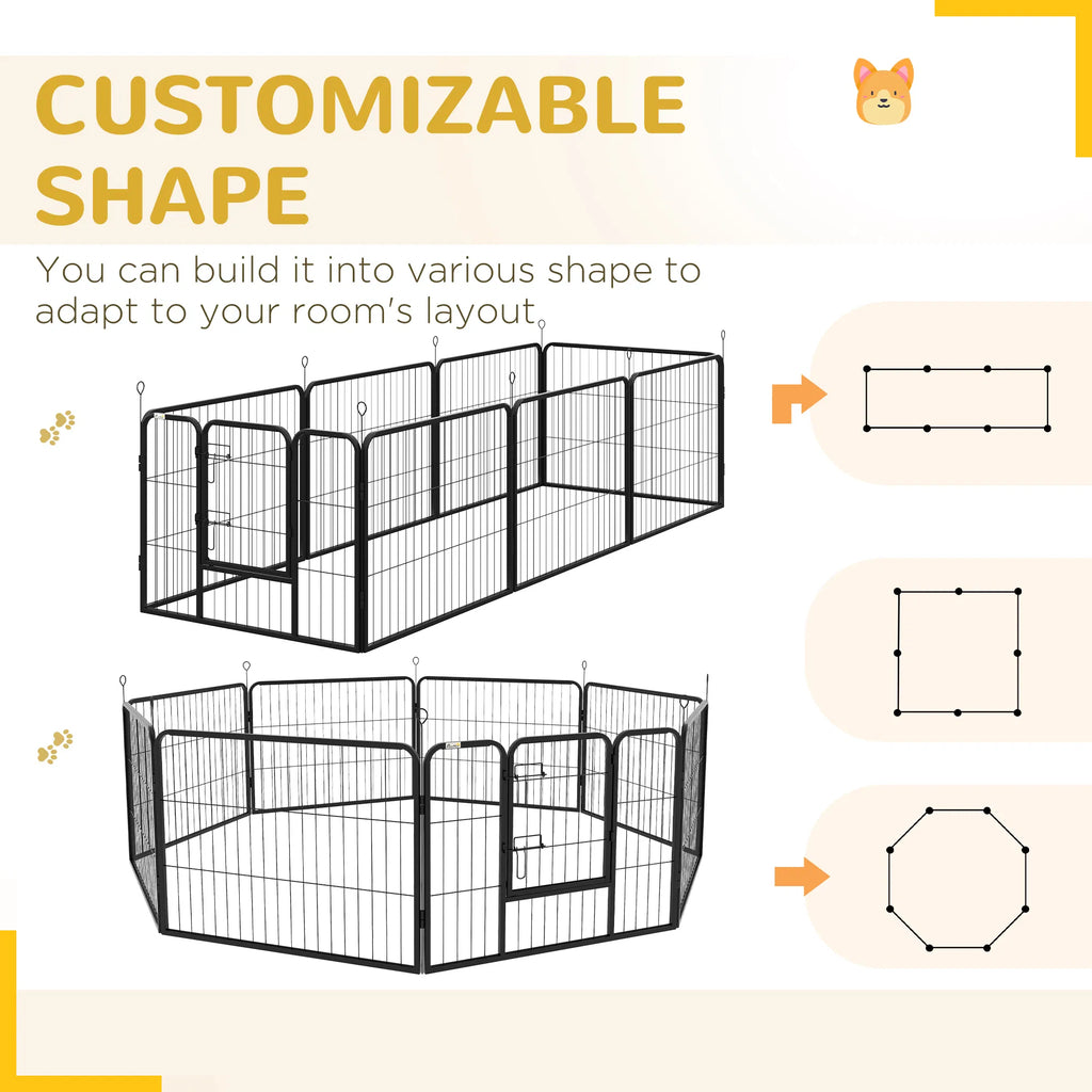 8 Panel Heavy Duty Dog Playpen 23.5" Height for Small Medium Dogs