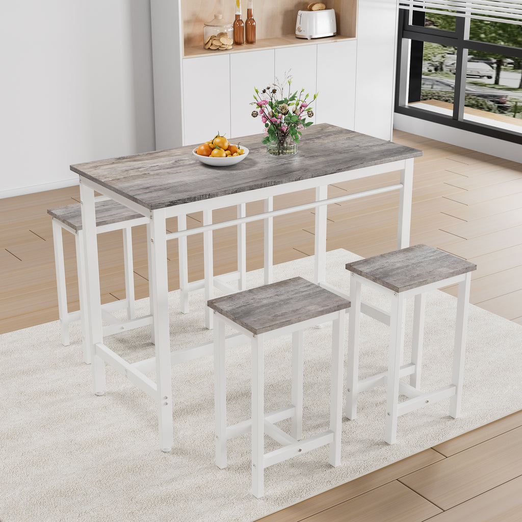 5-Piece White Oak Bar Table Set