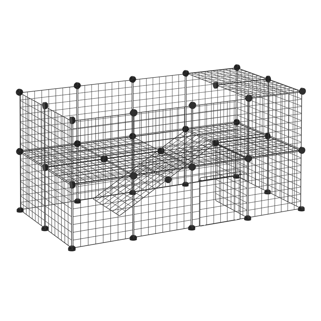 40 Pcs Small Animal Cage Bunny Hutch Portable Metal Wire with Ramps for Kitten
