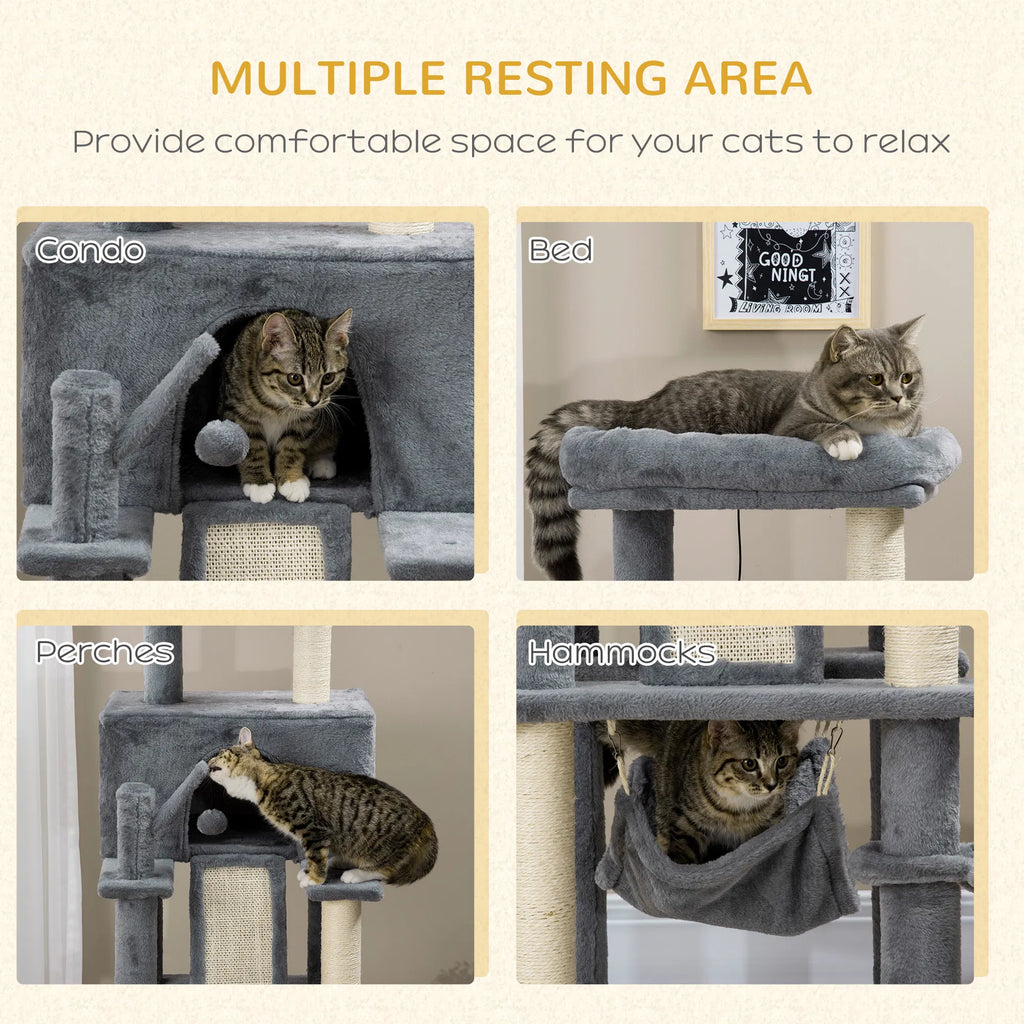 55" Cat Tree for Indoor Cats Cat Tower Kitty Activity Center with Cat Bed - Image 3